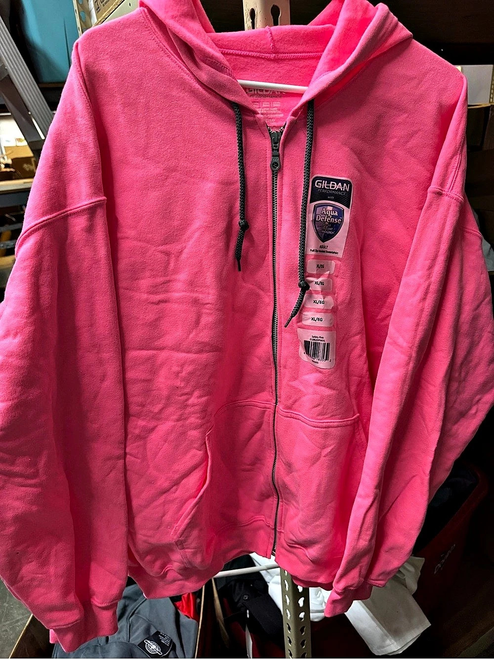 Gildan Performance Aqua Defense Full Zip Hooded Sweatshirt Hoodie Pink XL